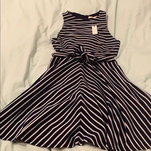 Blue and white dress